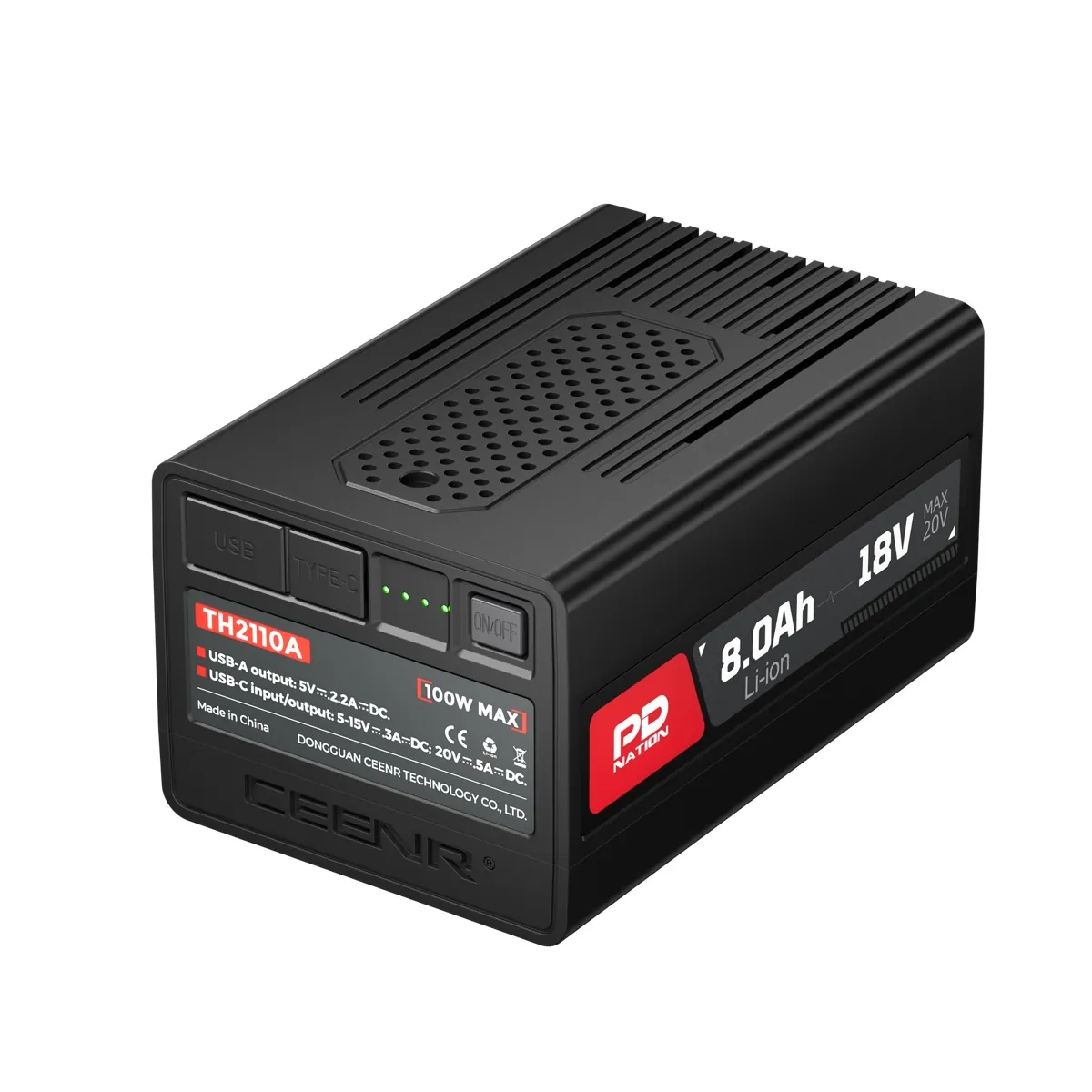 CEENR PDnation™ 8.0Ah Universal Battery — 1,600+ Tools, 100W USB-C — detail view